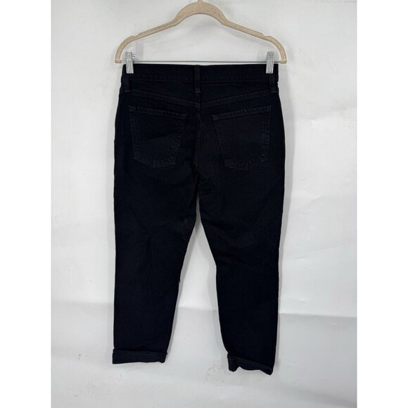 Old Navy Mid Rise Boyfriend Jeans Women 2 Petite Black NEW‎ Distressed Preppy - Picture 2 of 10